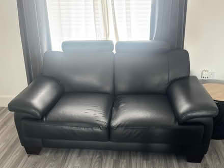 Photo of free Black Leather Sofa (Wolverhampton WV10) #1