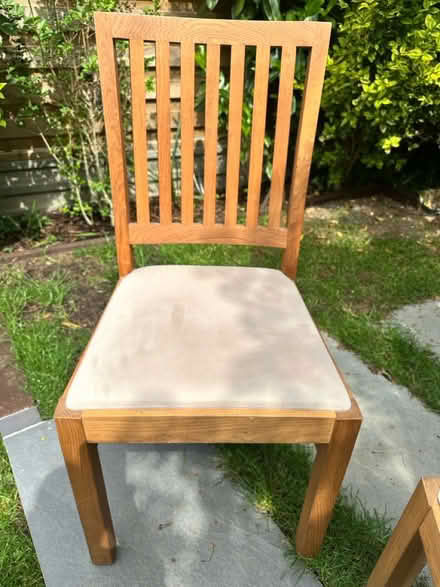 Photo of free Six dining chairs, solid oak, cream (Epping, CM16) #2