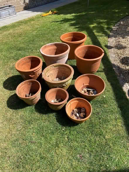 Photo of free 9 Plant pots of varying sizes (to go as one lot) (Hayling Island PO11) #1