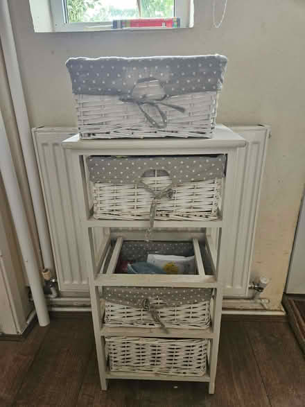 Photo of free 4 drawer wood/rattan storage unit (Randwick GL6) #1