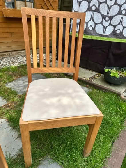 Photo of free Six dining chairs, solid oak, cream (Epping, CM16) #3
