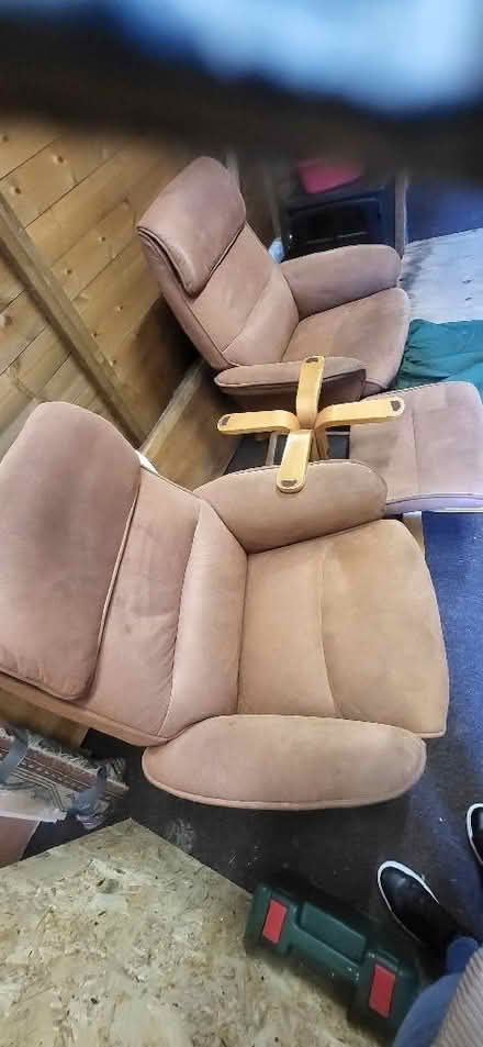 Photo of free 2 reclining chairs and footstools (Royston SG8) #2