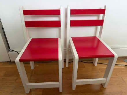Photo of free 2 x children chairs, wooden, height to seat 30cm (Canonbury N1) #1