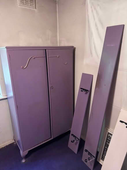 Photo of free Vintage wooden wardrobe painted purple (Far Bletchley MK3) #4