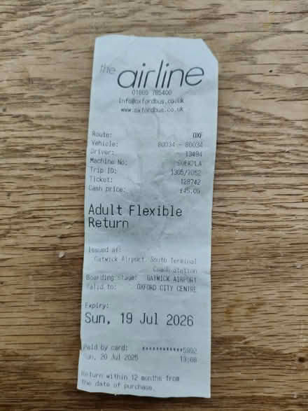 Photo of free One way bus ticket to Gatwick (Jericho OX2) #1