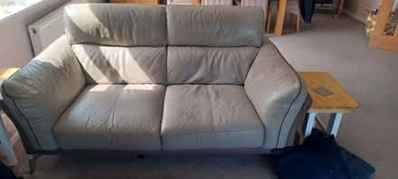 Photo of free Grey leather sofa 3 seater and two seater (Cleobury Mortimer DY14) #2
