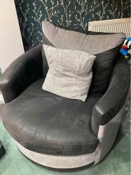 Photo of free Black/grey swivel chair & footstool (CB23) #2