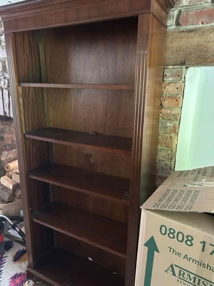 Photo of free Tall wood shelf (Warminster) #2