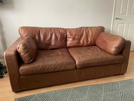 Photo of free HABITAT brown leather sofa (Byfleet KT14) #1