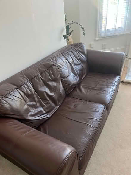 Photo of free Brown Leather sofa bed (Brockley SE14) #1