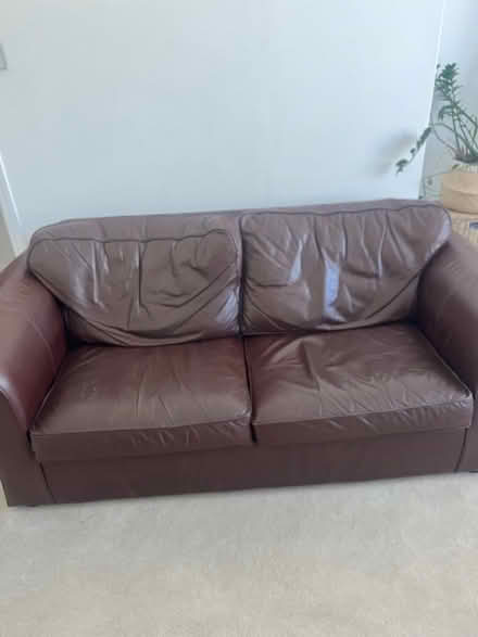 Photo of free Brown Leather sofa bed (Brockley SE14) #2