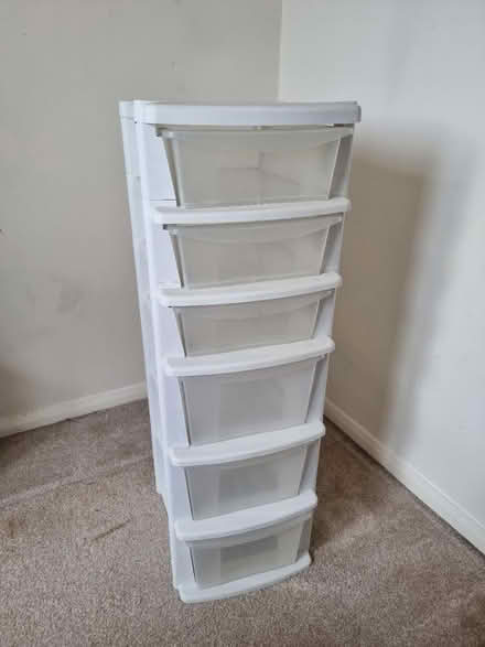 Photo of free Tall white plastic drawers (Devizes SN10) #1