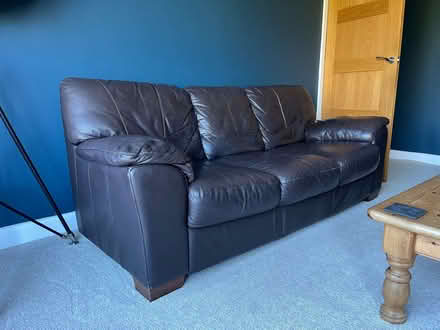 Photo of free Two dark brown leather sofas (Wilpshire BB1) #1