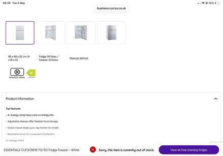 Photo of free Under counter fridge freezer (Westbrook WA5) #4