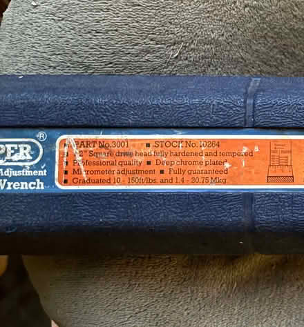 Photo of free Draper Torque wrench 10-150ft/lb or 13.56-200Nm (Kennington SW8) #3