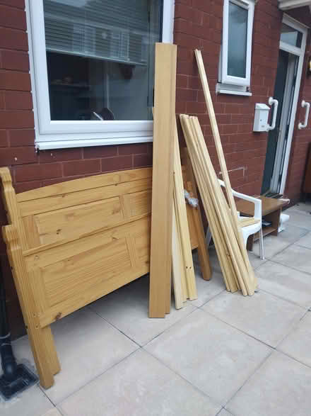 Photo of free King-size solid wood bed frame (Whitworth Halls of Residence M13) #1