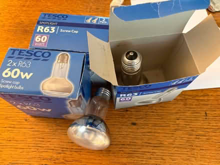 Photo of free 6 unused R63 60 watt screw cap light bulbs (Woodside Park N20) #1