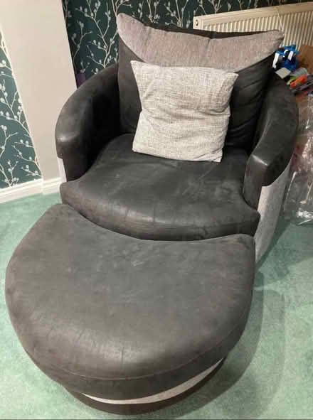 Photo of free Black/grey swivel chair & footstool (CB23) #1