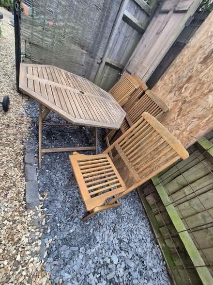 Photo of free Outside Wooden Table And Chairs (Holmer Green HP15) #2