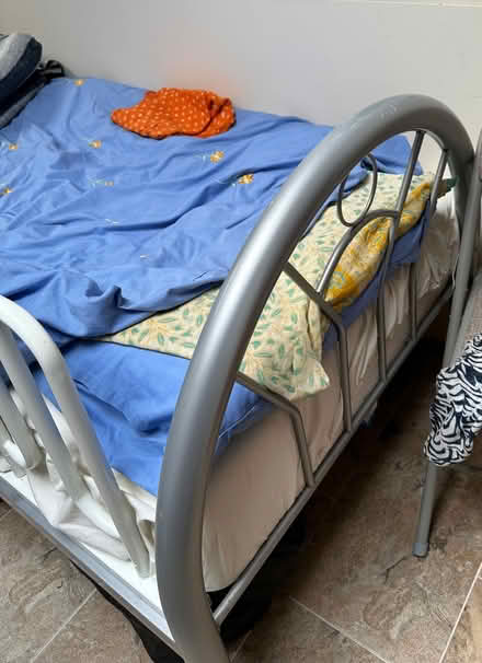 Photo of free Single metal bed frame with mattress (Hall Green B28) #1