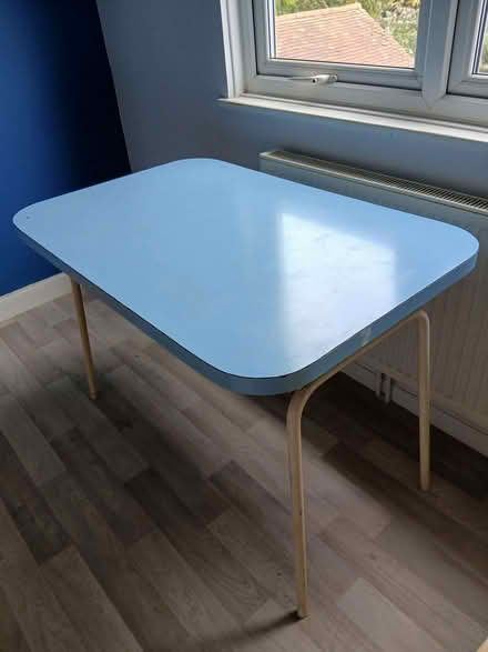 Photo of free Formica kitchen table 1960s blue top (Hollingdean BN1) #1