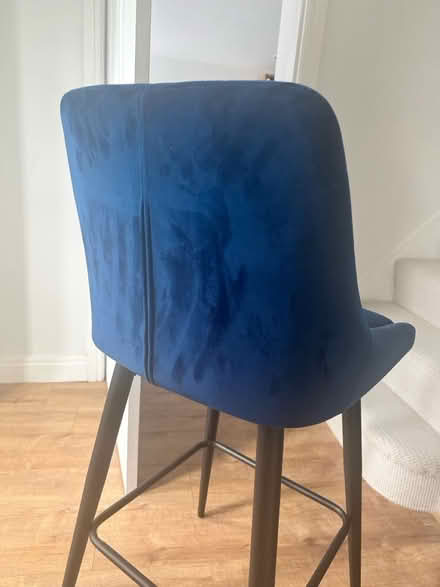 Photo of free 2 X Navy blue velvet bar stools (Stretford M32) #2