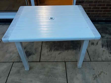 Photo of free White plastic patio table (Ash Green GU12) #2