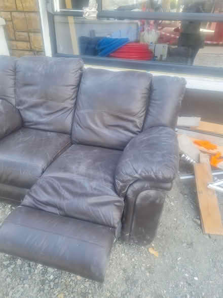 Photo of free Brown leather couch (Artane Dublin 5) #1