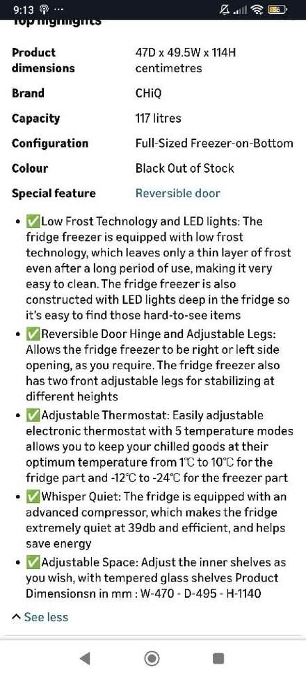Photo of free Fridge Freezer - small (Poplar E14) #2
