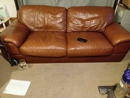 Photo of free Leather 3 seater (Rochdale/Manchester OL12) #1