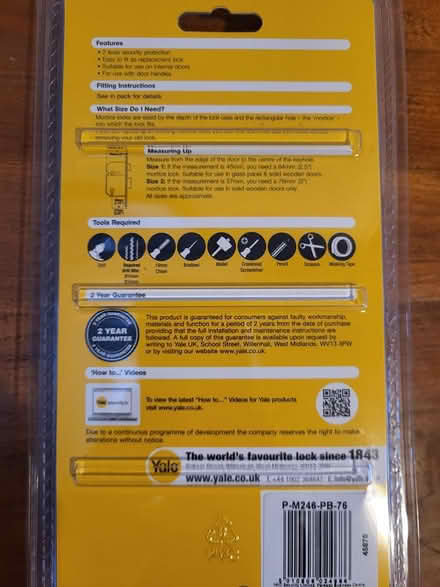 Photo of free Yale 2 Lever Sashlock (3" depth) (Ballinhassig) #2