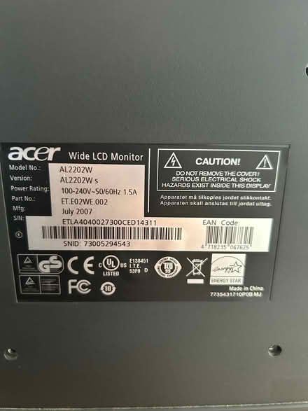Photo of free acer wide LCD monitor 19 inch (Woodside CR0) #2
