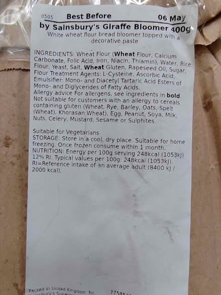 Photo of free Sainsbury's Bread (Loughton IG10) #1