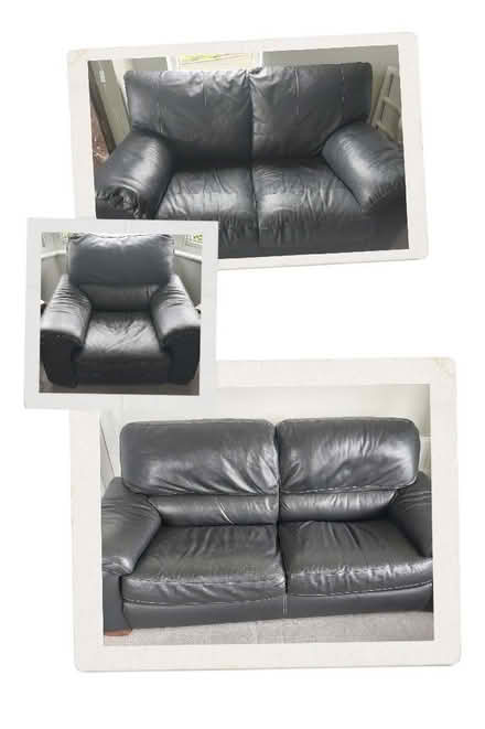 Photo of free 3 Black leather sofas (Claughton LA2) #1