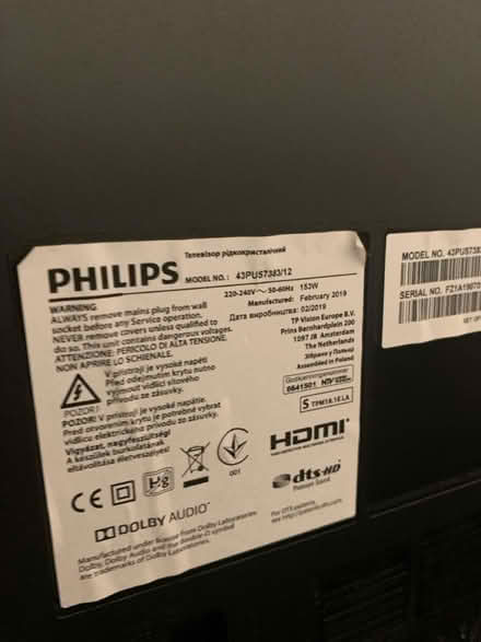 Photo of free Philips Ambilight TV43”needs repair (Kennington) #3