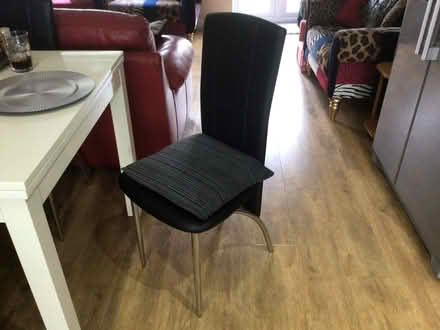 Photo of free 4 dining chairs faux leather black silver legs (St. Peter's CT10) #1