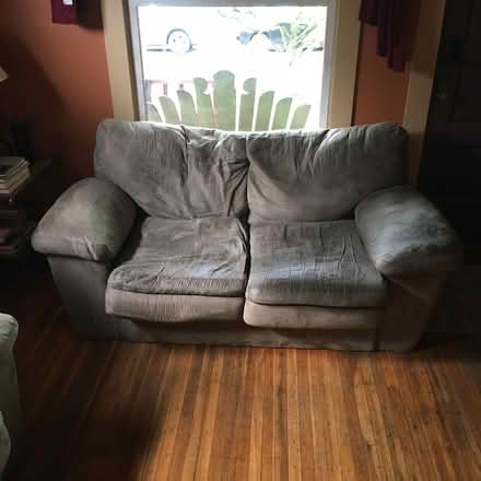 Photo of free Green Comfy Couch and Love Seat (Alberta Arts NE Alberta & 13th) #2