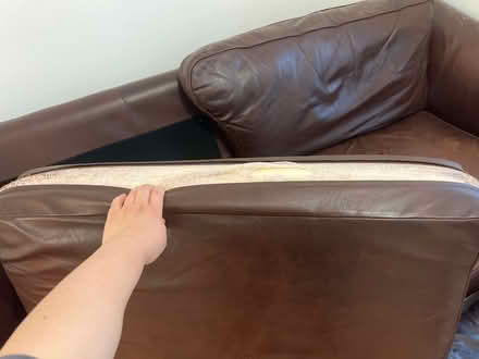 Photo of free Brown leather sofa (Swindon SN2) #2