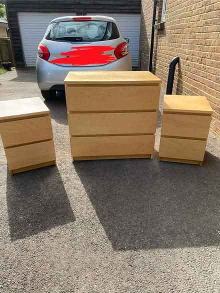 Photo of free 1 x Three drawer chest and 2 x bedside cabinet (Sidley TN39) #2