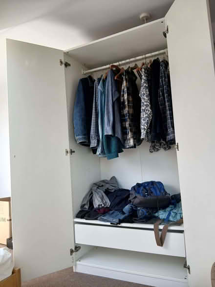 Photo of free White IKEA wardrobe, with rail, shelf and drawer (Hollingdean BN1) #2