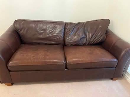 Photo of free Brown leather sofa (Swindon SN2) #1