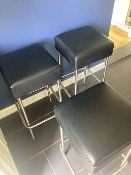 Photo of free Leather bar stools x 3 (Hackney Cross WR13) #1