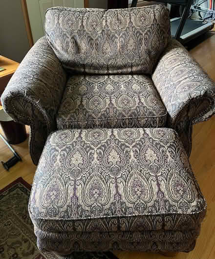 Photo of free Stuffed chair with ottoman (Hazel Dell) #3
