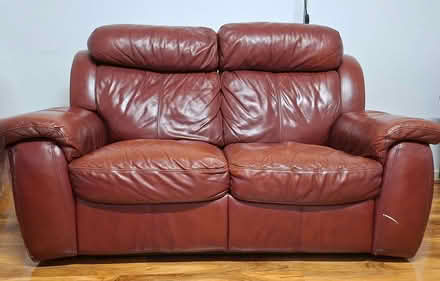 Photo of free Brown real leather sofa (Rochdale OL11) #1