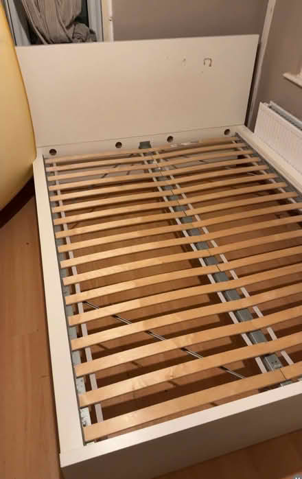Photo of free King size Ikea bed, damages on headboard, including mattress (Buckland End B36) #1