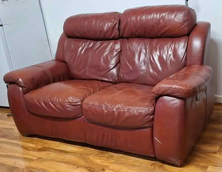 Photo of free Brown real leather sofa (Rochdale OL11) #3
