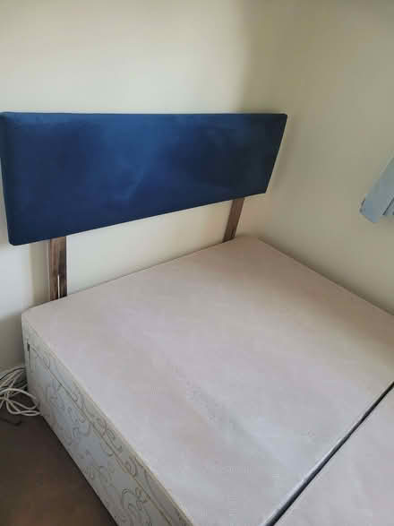 Photo of free Double bed headboard blue (Rudheath CW9) #1