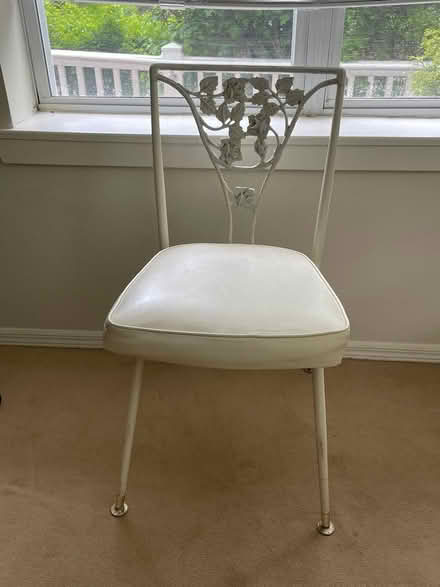 Photo of free Six white metal chairs (Midland Park NJ) #1