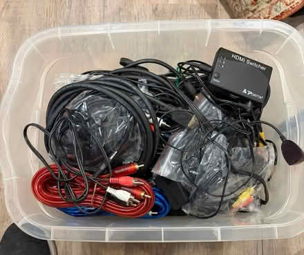 Photo of free Bin of Assorted A/V Cables (Belmont, MA) #1