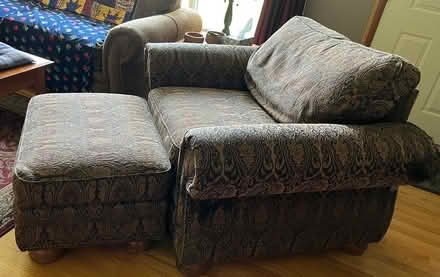 Photo of free Stuffed chair with ottoman (Hazel Dell) #2